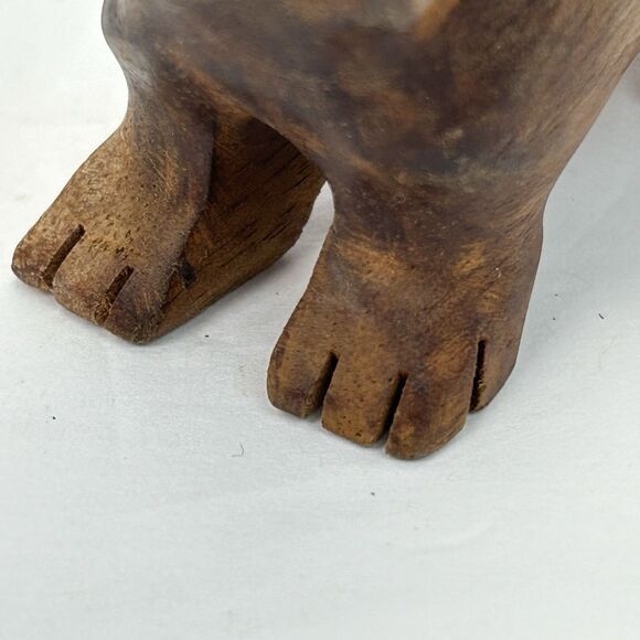 Vintage Hand Carved Wooden Dachshund Figurine Collectible Friendly Looking Up - Picture 6 of 11